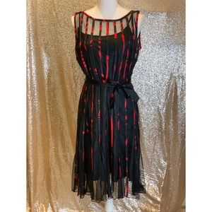 Red and black Midi Dress